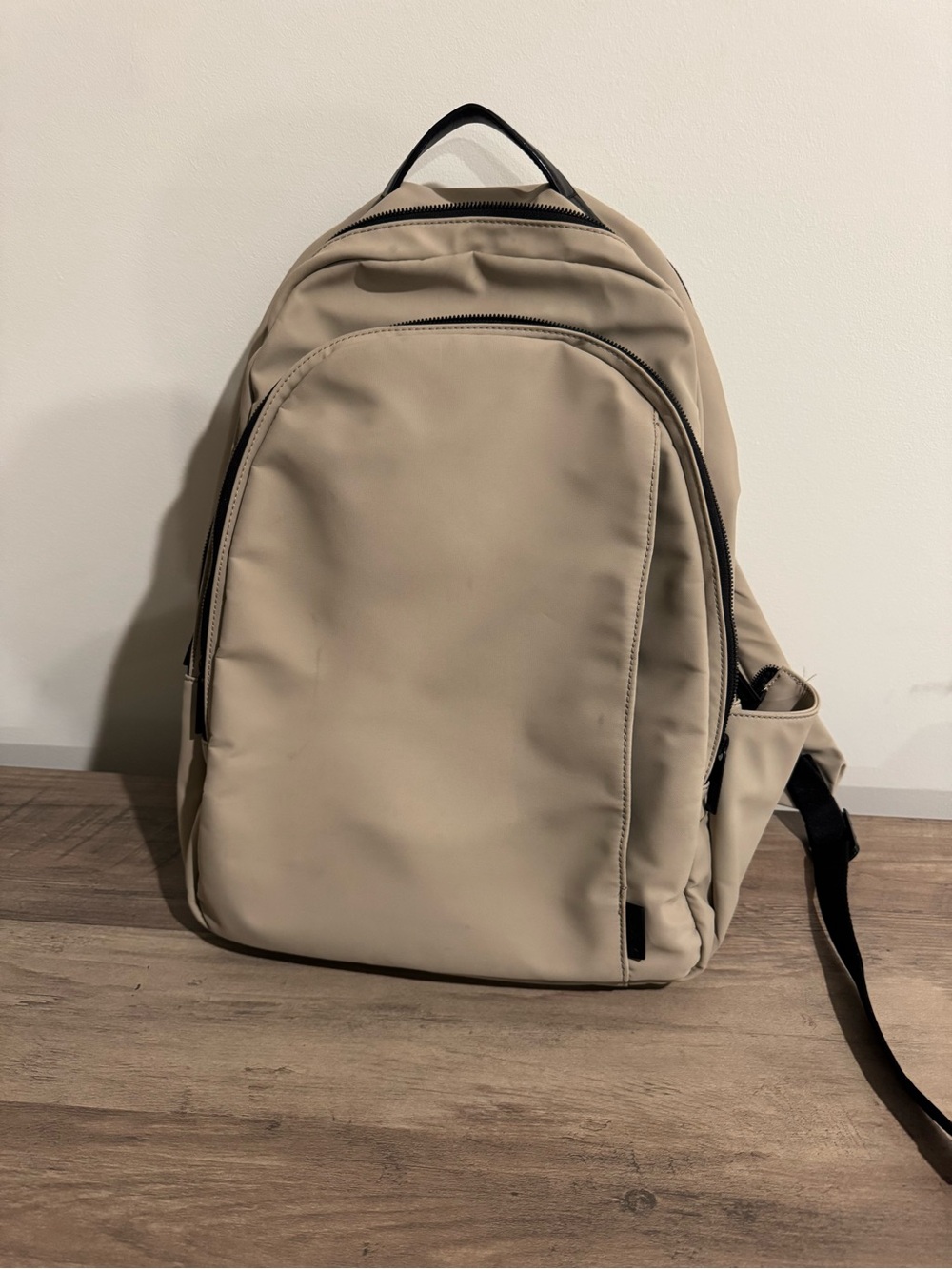 Away Beige Backpack with Black Trim
